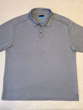 PGA Tour Golf Polo Shirt Mens XL Performance Geo Print White Grey Dotted Stretch
